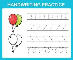 Handwriting practice sheet illustration vector