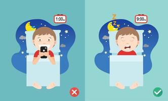 wrong and right way for kids stop using smartphone illustration vector