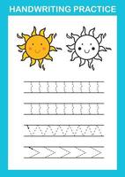 Handwriting practice sheet illustration vector