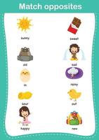 Matching children educational game. Match of opposites.vector illustration vector