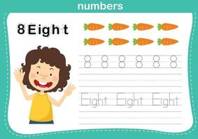 Connecting dot and printable numbers exercise for preschool and kindergarten kids illustration, vector