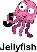 Alphabet Letter j-jellyfish vector illustration