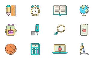 Cute and Colorful School Supplies Icon vector