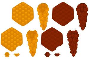 Illustration on theme big kit different types cone waffle with bubbles vector