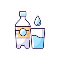 icono de color de agua rgb. hidratación para fitness. agua mineral. líquidos para evitar la sed. botella de agua para prevenir la deshidratación. ilustración vectorial aislada. rutina diaria simple dibujo lineal relleno vector