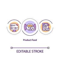 Product feed concept icon. Information about products on marketplace. Data in online shop abstract idea thin line illustration. Vector isolated outline color drawing. Editable stroke