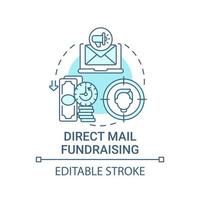 Direct mail fundraising concept icon. Charity event abstract idea thin line illustration. Building donor relations. Cross-channel communications. Vector isolated outline color drawing. Editable stroke