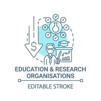 Education and research organizations concept icon. Fundraising abstract idea thin line illustration. Support development in education system. Vector isolated outline color drawing. Editable stroke