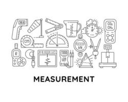 Measurement tools abstract linear concept layout with headline. Devices for measuring minimalistic idea. Weight, length check thin line graphic drawings. Isolated vector contour icons for background