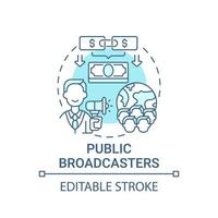 Public broadcasters fundraiser concept icon. Fundraising abstract idea thin line illustration. Increasing financial contributions. Pledge drive. Vector isolated outline color drawing. Editable stroke