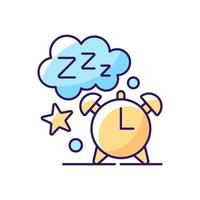 Sleep time RGB color icon. Alarm clock. Watch dial with nighttime. Countdown to morning wake up. Night rest. Isolated vector illustration. Everyday routine simple filled line drawing