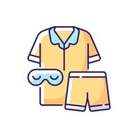 pijama icono de color rgb. pijamas y gafas unisex. pantalón y camisa para dormir. ropa de dormitorio para la noche. ilustración vectorial aislada. ropa de dormir diaria simple dibujo de líneas llenas vector