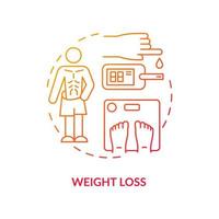 Weight loss concept icon. Loosing kilograms. Disease troubles. Medical treatment plan. Curing diabetes results abstract idea thin line illustration. Vector isolated outline color drawing