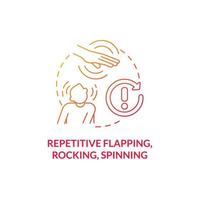 Repetitive flapping, rocking, spinning concept icon. Autism symptom abstract idea thin line illustration. Excessive blinking. Head banging. Restrictive behavior. Vector isolated outline color drawing