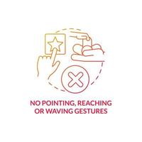 No pointing, reaching and waving gestures concept icon. Autism sign abstract idea thin line illustration. Difficulty with showing ability. Inability to point. Vector isolated outline color drawing