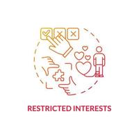 Restricted interests concept icon. Autism symptom abstract idea thin line illustration. Highly attachment to objects. Blocking out uncertainty. Vector isolated outline color drawing