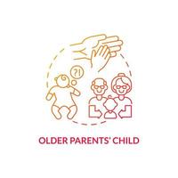 Older parents child concept icon. Autism risk factor abstract idea thin line illustration. Increased intellectual disability prevalence. ASD diagnosis in kids. Vector isolated outline color drawing