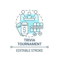 Trivia tournament fundraiser concept icon. Fundraising abstract idea thin line illustration. Testing participants knowledge in contest format. Vector isolated outline color drawing. Editable stroke