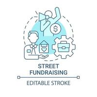 Street fundraising concept icon. Charity event abstract idea thin line illustration. Door-to-door fundraising. Face-to-face form. Vector isolated outline color drawing. Editable stroke