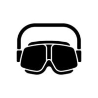 Swimming goggles black glyph icon. Eyes protection in swimming pool. Watertight, easy-to-wear equipment. Preventing from eye redness. Silhouette symbol on white space. Vector isolated illustration