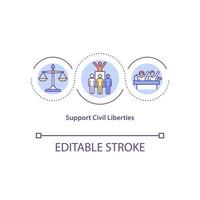 Support civil liberties concept icon. Support people faced racial problems. Protecting social rights abstract idea thin line illustration. Vector isolated outline color drawing. Editable stroke
