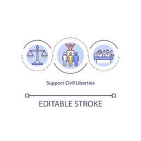 Support civil liberties concept icon. Support people faced racial problems. Protecting social rights abstract idea thin line illustration. Vector isolated outline color drawing. Editable stroke