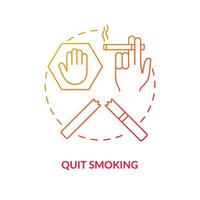 Quit smoking concept icon. Fight with unhealthy habits. Treatment of human healh problems. Organs problems abstract idea thin line illustration. Vector isolated outline color drawing