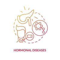 Hormonal diseases concept icon. Problems in human body. Medicaments for people treatment. Medical curing abstract idea thin line illustration. Vector isolated outline color drawing