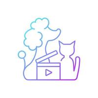 Pet videos gradient linear vector icon. Online content with domestic animals. Cats and dogs vlog. Wildlife channel. Thin line color symbols. Modern style pictogram. Vector isolated outline drawing