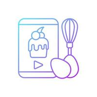 icono de vector lineal degradado de vídeo de cocina. cursos culinarios online. escuela de cocina para aprender a distancia. símbolos de color de línea fina. pictograma de estilo moderno. dibujo de contorno aislado vectorial