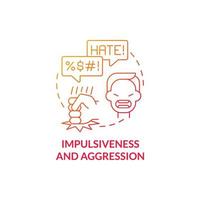 Aggressive and impulsive behaviors concept icon. Autism sign abstract idea thin line illustration. Negative impact on life quality. Distressed behaviour. Vector isolated outline color drawing