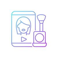 inventar videos tutoriales gradiente icono de vector lineal. vlog de belleza. creador online sobre estilo femenino. blog de esteticista. símbolos de color de línea fina. pictograma de estilo moderno. dibujo de contorno aislado vectorial