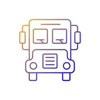 Icono de vector lineal degradado de autobús escolar. transporte para estudiantes. automóvil para conducir alumnos. tránsito para niños. símbolos de color de línea fina. pictograma de estilo moderno. dibujo de contorno aislado vectorial