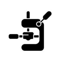 Tamping espresso machine black glyph icon. Professional coffee maker. Commercial appliance for preparing americano. Barista accessories. Silhouette symbol on white space. Vector isolated illustration