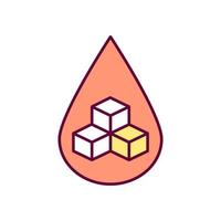 Blood test RGB color icon. Isolated vector illustration. Medical help during diabetes. Measuring sugar level in human body. Illness curing simple filled line drawing