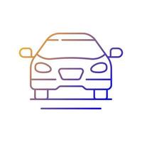 Sedan car gradient linear vector icon. Fast personal transport. Hybrid auto for family trips. Front of auto. Thin line color symbols. Modern style pictogram. Vector isolated outline drawing