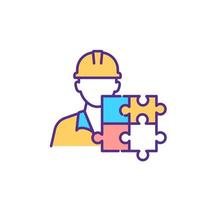 Autistic employee RGB color icon. Avoiding discrimination in workplace. Isolated vector illustration. Colleagues with cognitive delays. Hiring worker with autism simple filled line drawing