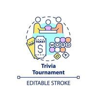 Trivia tournament fundraiser concept icon. Fundraising appeal abstract idea thin line illustration. Generating income for charities. Pub quizzes. Vector isolated outline color drawing. Editable stroke