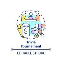 Trivia tournament fundraiser concept icon. Fundraising appeal abstract idea thin line illustration. Generating income for charities. Pub quizzes. Vector isolated outline color drawing. Editable stroke