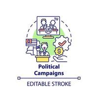 Political campaigns fundraiser concept icon. Fundraising type abstract idea thin line illustration. Financial contribution from multiple sources. Vector isolated outline color drawing. Editable stroke