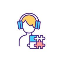 Autistic teenager RGB color icon. Neurotypical adolescent. Asperger syndrome. Isolated vector illustration. Experiencing difficulties with interaction. Teen with autism simple filled line drawing