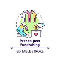 Peep-to-peer fundraising concept icon. Charity event abstract idea thin line illustration. Increasing campaign reach. Crowdfunding form. Vector isolated outline color drawing. Editable stroke