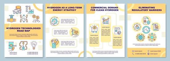 Hydrogen technologies road map brochure template. Energy strategy. Flyer, booklet, leaflet print, cover design with linear icons. Vector layouts for presentation, annual reports, advertisement pages