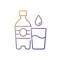 icono de vector lineal de gradiente de agua. hidratación para fitness. agua mineral. botella de agua para prevenir la deshidratación. símbolos de color de línea fina. pictograma de estilo moderno. dibujo de contorno aislado vectorial