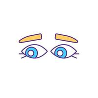 Eye contact lacking RGB color icon. Looking away while talking. Isolated vector illustration. Avoiding direct gaze. Feel uncomfortable, nervous. Autism symptom simple filled line drawing