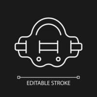 Aqua jogger white linear icon for dark theme. Aquatic fitness. Elastic belt for abdominal muscles. Thin line customizable illustration. Isolated vector contour symbol for night mode. Editable stroke