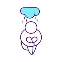 Bad mood RGB color icon. Isolated vector illustration. Depression during diseases. Medical help during diabetes. Symptomps of illness simple filled line drawing