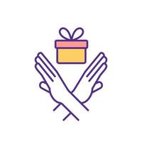 Struggling with gifts receiving RGB color icon. Fear and anxiety feelings. Isolated vector illustration. Gift-giving etiquette. Autism spectrum disorders symptom simple filled line drawing
