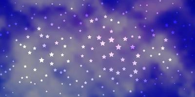 Dark Purple vector background with small and big stars.