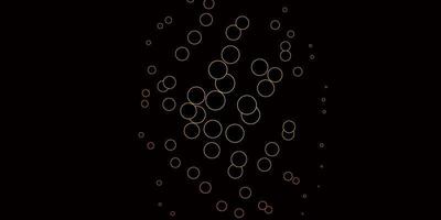 Dark Orange vector background with bubbles.